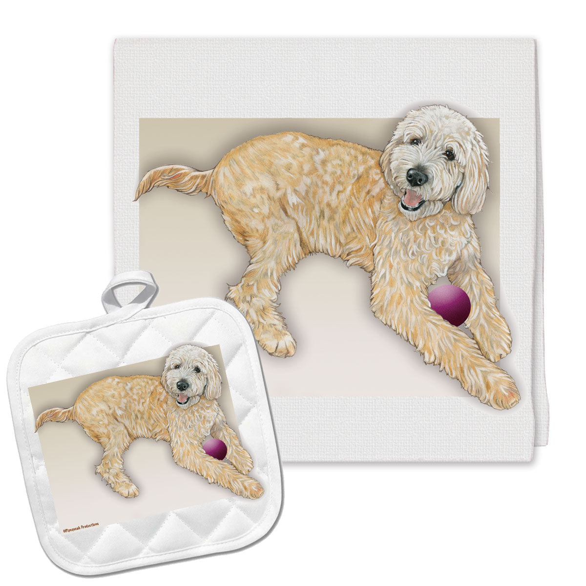 Doodle Kitchen Dish Towel and Pot Holder Gift Set - Pipsqueakproductions