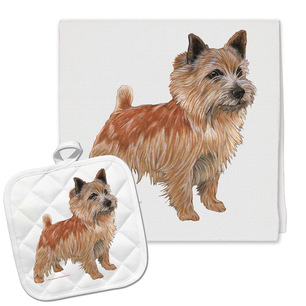 Norwich Terrier Kitchen Dish Towel and Pot Holder Gift Set - Pipsqueakproductions