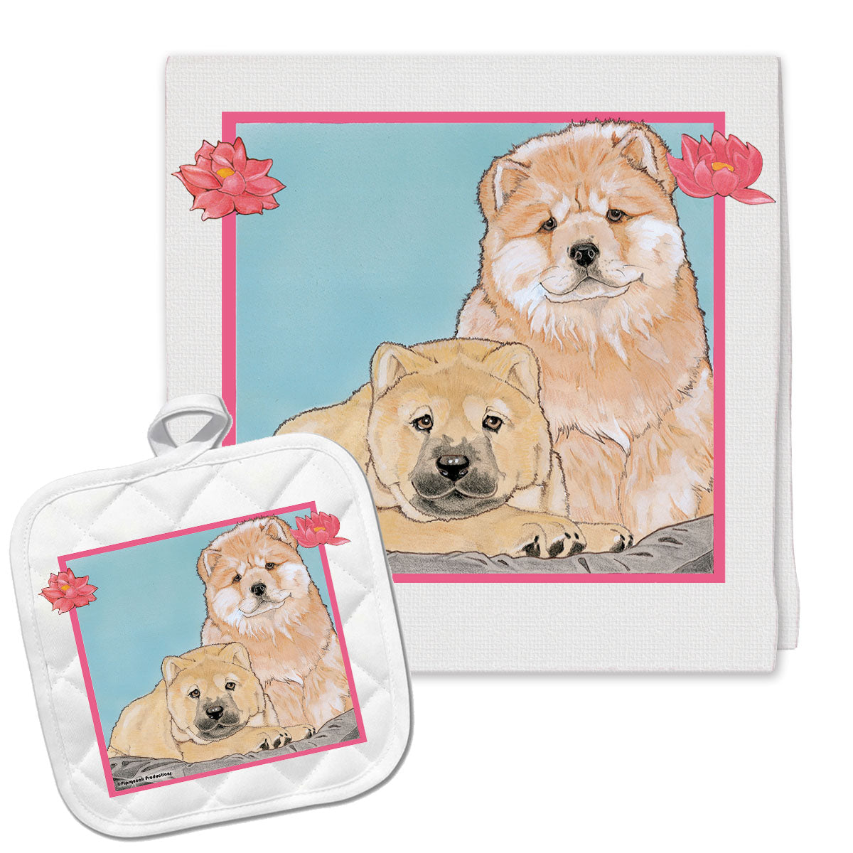 Chow Kitchen Dish Towel and Pot Holder Gift Set - Pipsqueakproductions