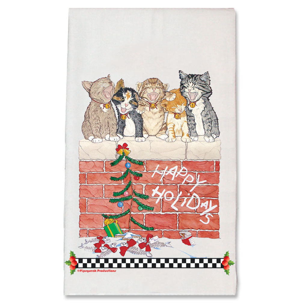 Cats Caroling Christmas Kitchen Towel Holiday Pet Gifts - Pipsqueakproductions