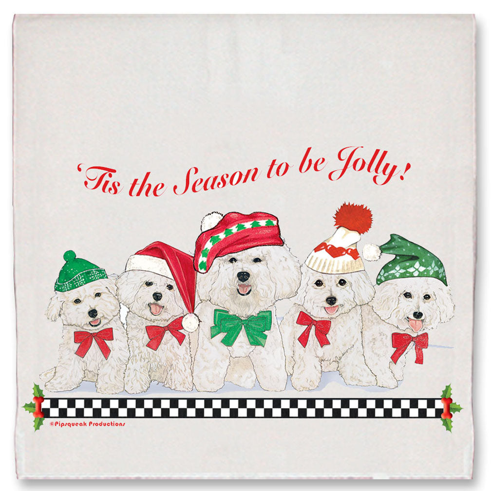 Bichon Frise Snow Bunnies Christmas Kitchen Towel Holiday Pet Gifts - Pipsqueakproductions