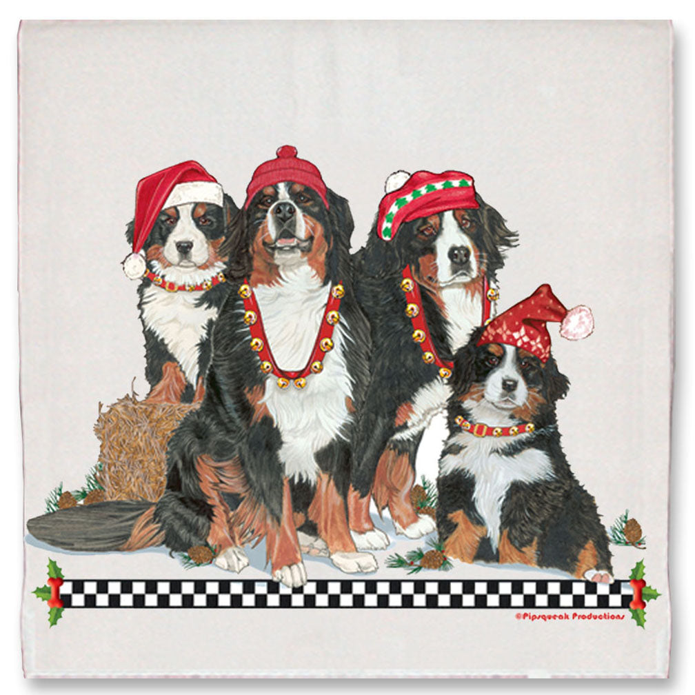 Bernese Mountain Dog Christmas Kitchen Towel Holiday Pet Gifts - Pipsqueakproductions