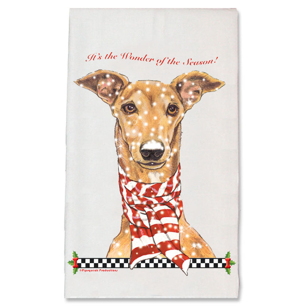 Greyhound Fawn Christmas Kitchen Towel Holiday Pet Gifts - Pipsqueakproductions