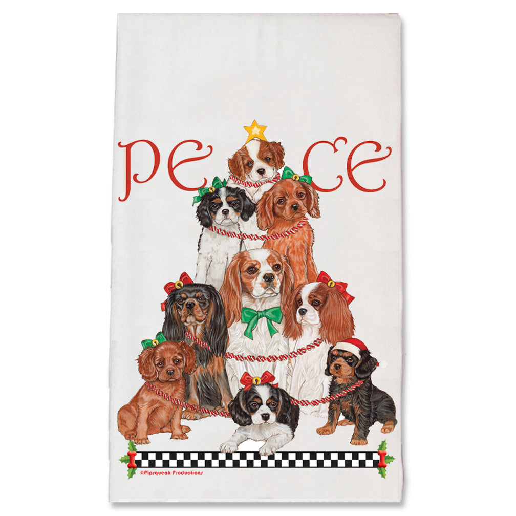 Cavalier King Charles Peace Tree Christmas Kitchen Towel Holiday Pet Gifts - Pipsqueakproductions