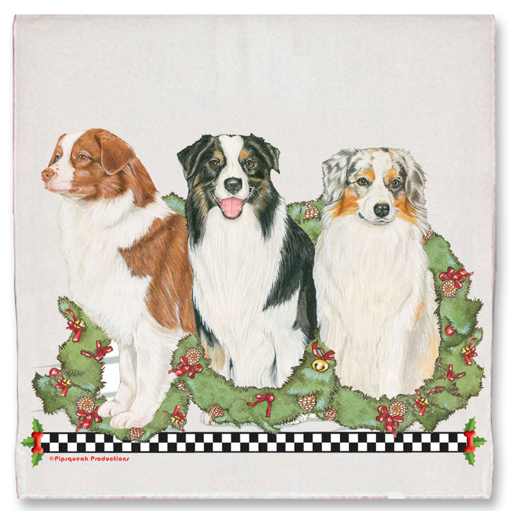 Australian Shepherd Aussie Dog Christmas Kitchen Towel Holiday Pet Gifts - Pipsqueakproductions