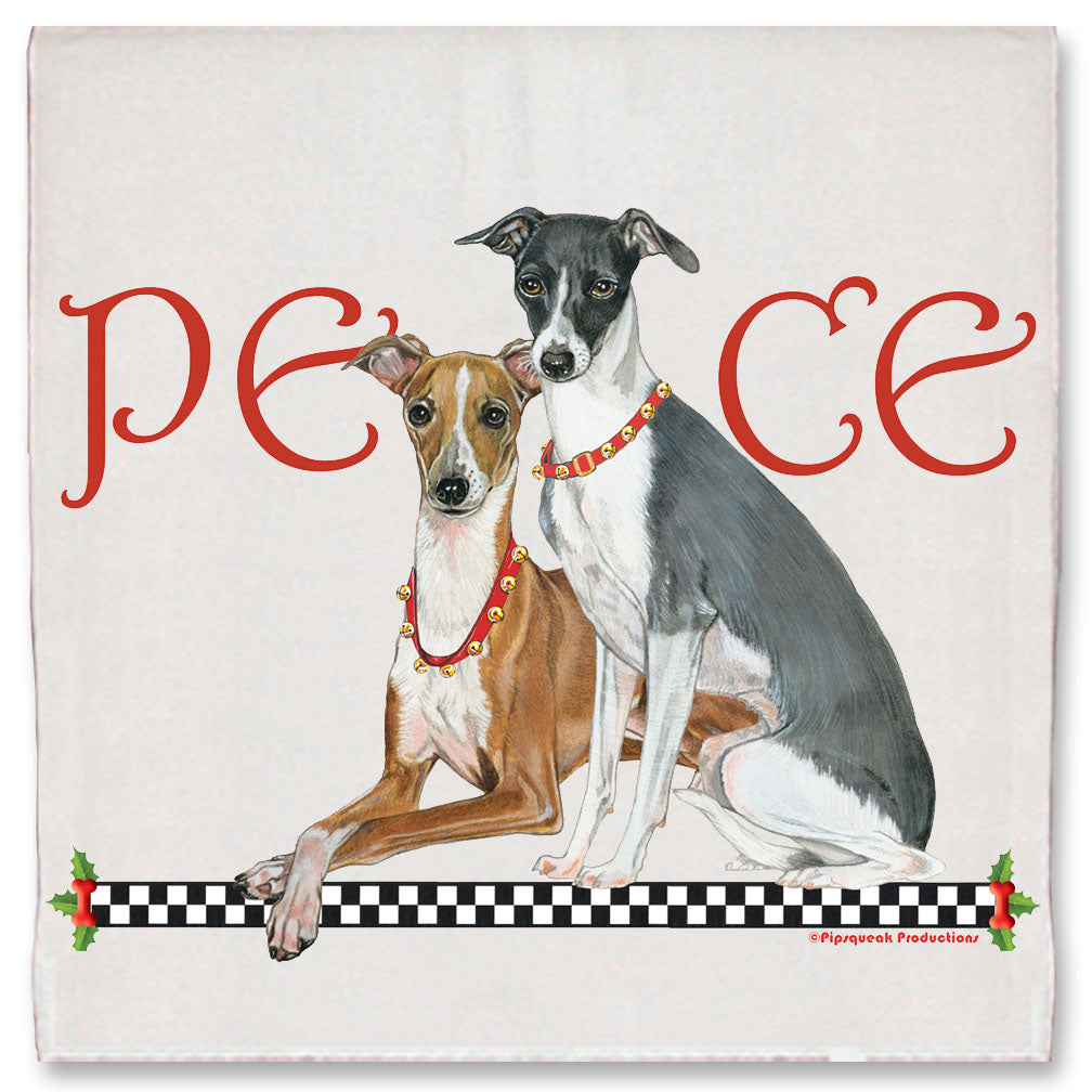 Italian Greyhound Peace Christmas Kitchen Towel Holiday Pet Gifts - Pipsqueakproductions