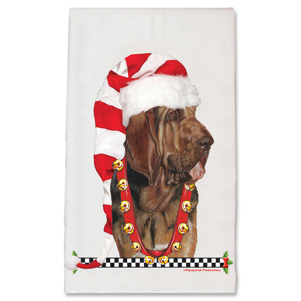 Bloodhound Christmas Kitchen Towel Holiday Pet Gifts - Pipsqueakproductions