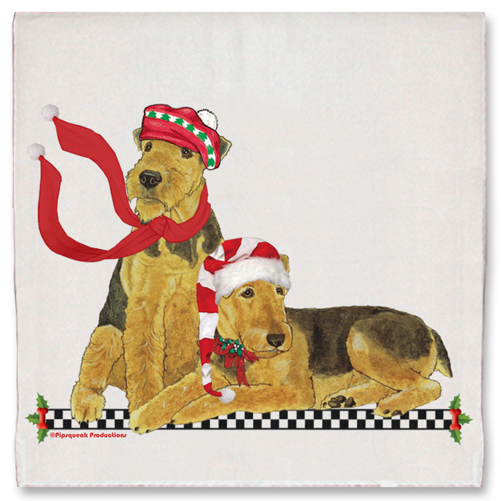 Airedale Terrier Dog Christmas Kitchen Towel Holiday Pet Gifts - Pipsqueakproductions