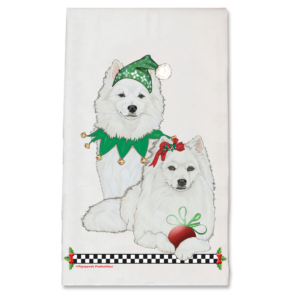 American Eskimo Eskie Dog Christmas Kitchen Towel Holiday Pet Gifts - Pipsqueakproductions