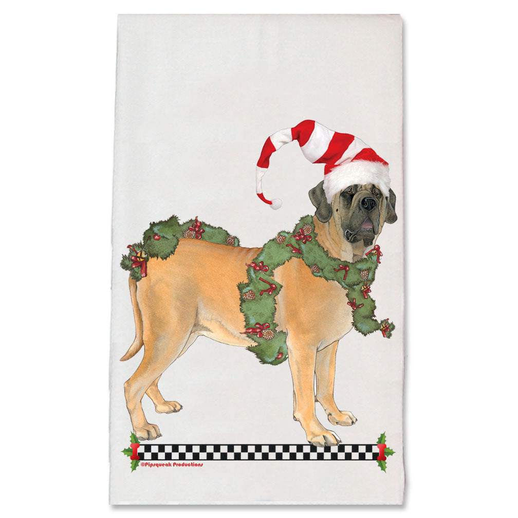 Mastiff Christmas Kitchen Towel Holiday Pet Gifts - Pipsqueakproductions