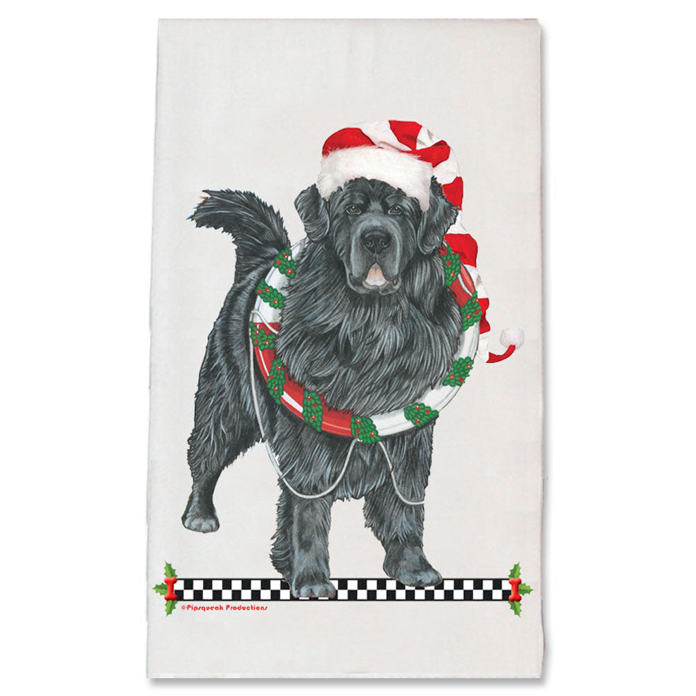 Newfoundland Newfie Dog Christmas Kitchen Towel Holiday Pet Gifts - Pipsqueakproductions
