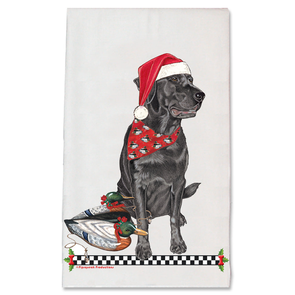 Labrador Retrievers Black Lab Christmas Kitchen Towel Holiday Pet Gifts - Pipsqueakproductions