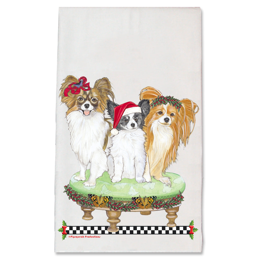 Papillon Dog Christmas Kitchen Towel Holiday Pet Gifts - Pipsqueakproductions