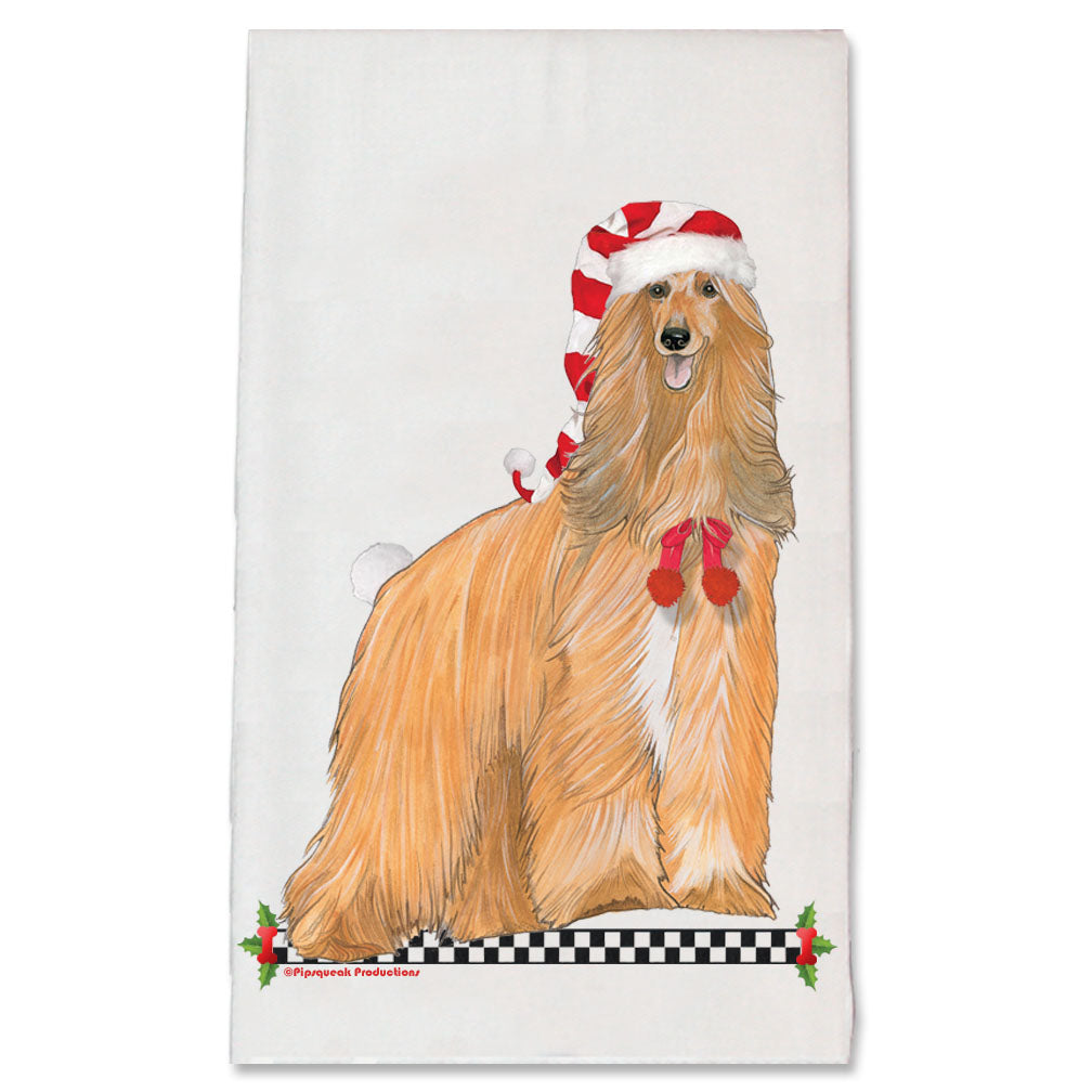 Afghan Hound Dog Christmas Kitchen Towel Holiday Pet Gifts - Pipsqueakproductions