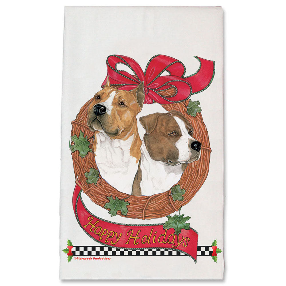 American Staffordshire Terrier Amstaff Dog Christmas Kitchen Towel Holiday Pet Gifts - Pipsqueakproductions