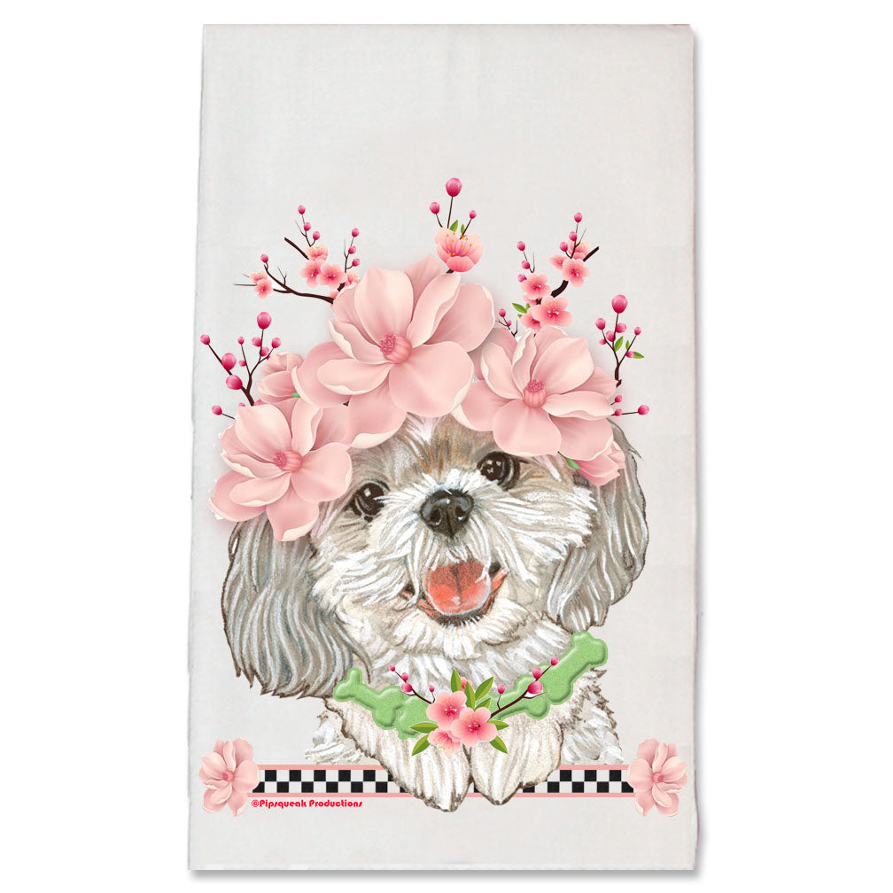 Shih Tzu Dog Floral Kitchen Dish Towel Pet Gift - Pipsqueakproductions