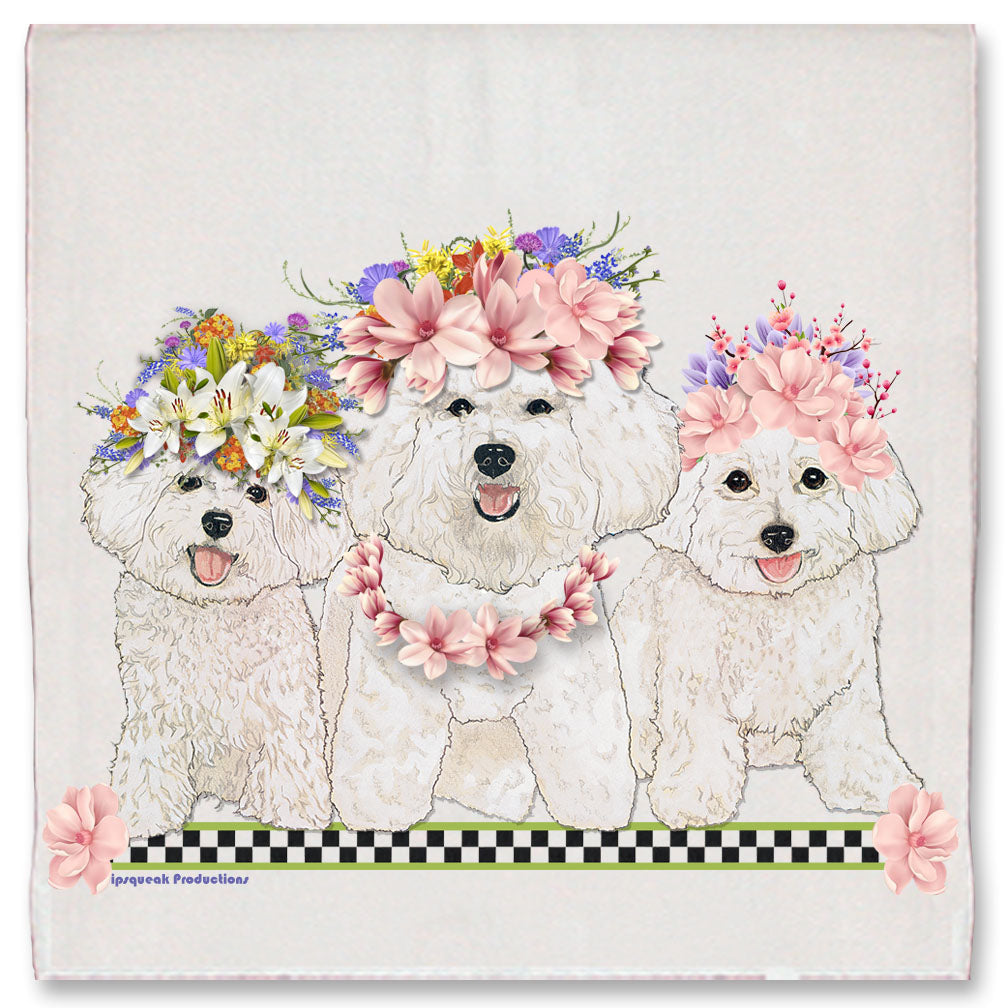 Bichon Frise Dog Floral Kitchen Dish Towel Pet Gift - Pipsqueakproductions