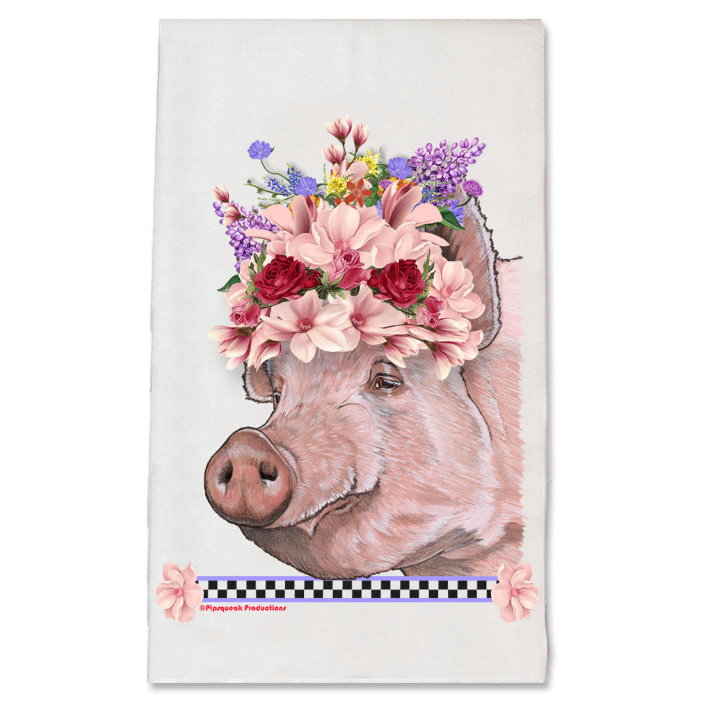 Pig Lovers Farm Floral Kitchen Dish Towel Pet Gift - Pipsqueakproductions