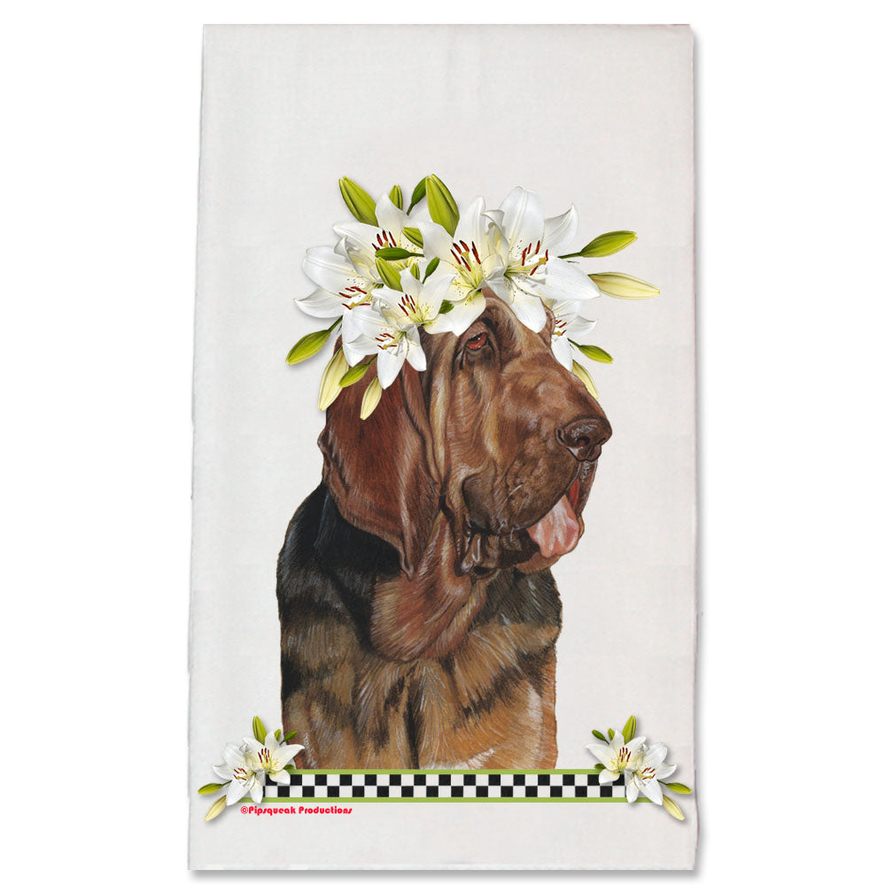 Bloodhound Dog Floral Kitchen Dish Towel Pet Gift - Pipsqueakproductions