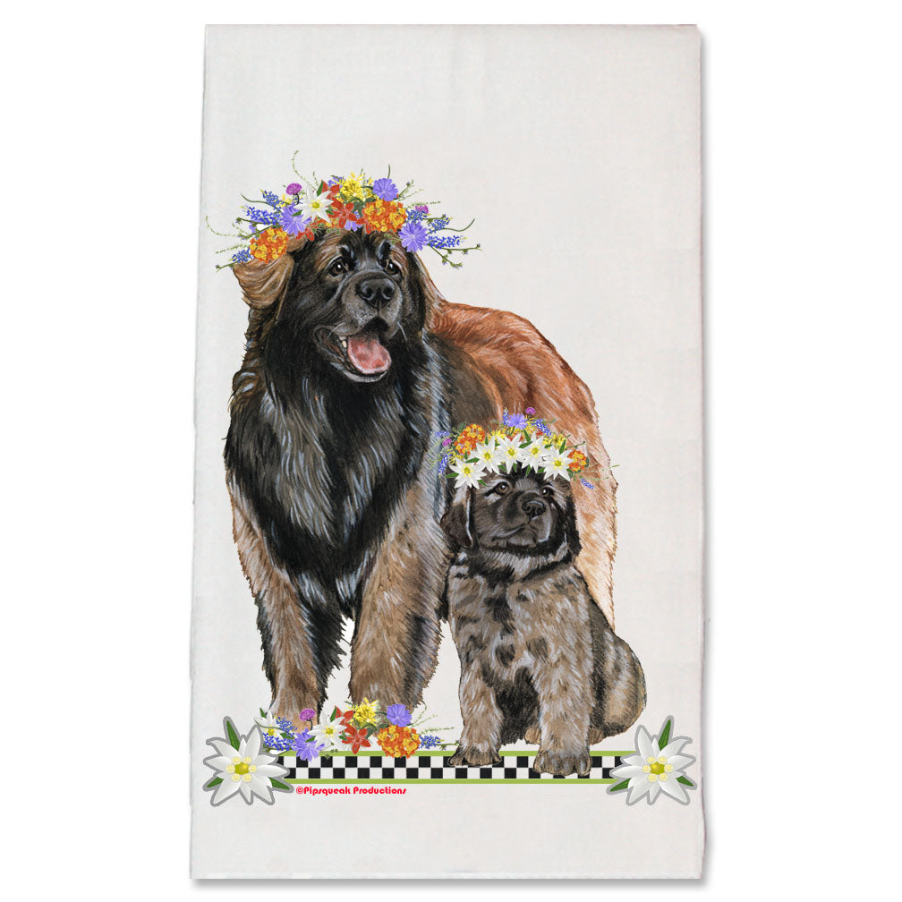 Leonberger Dog Floral Kitchen Dish Towel Pet Gift - Pipsqueakproductions