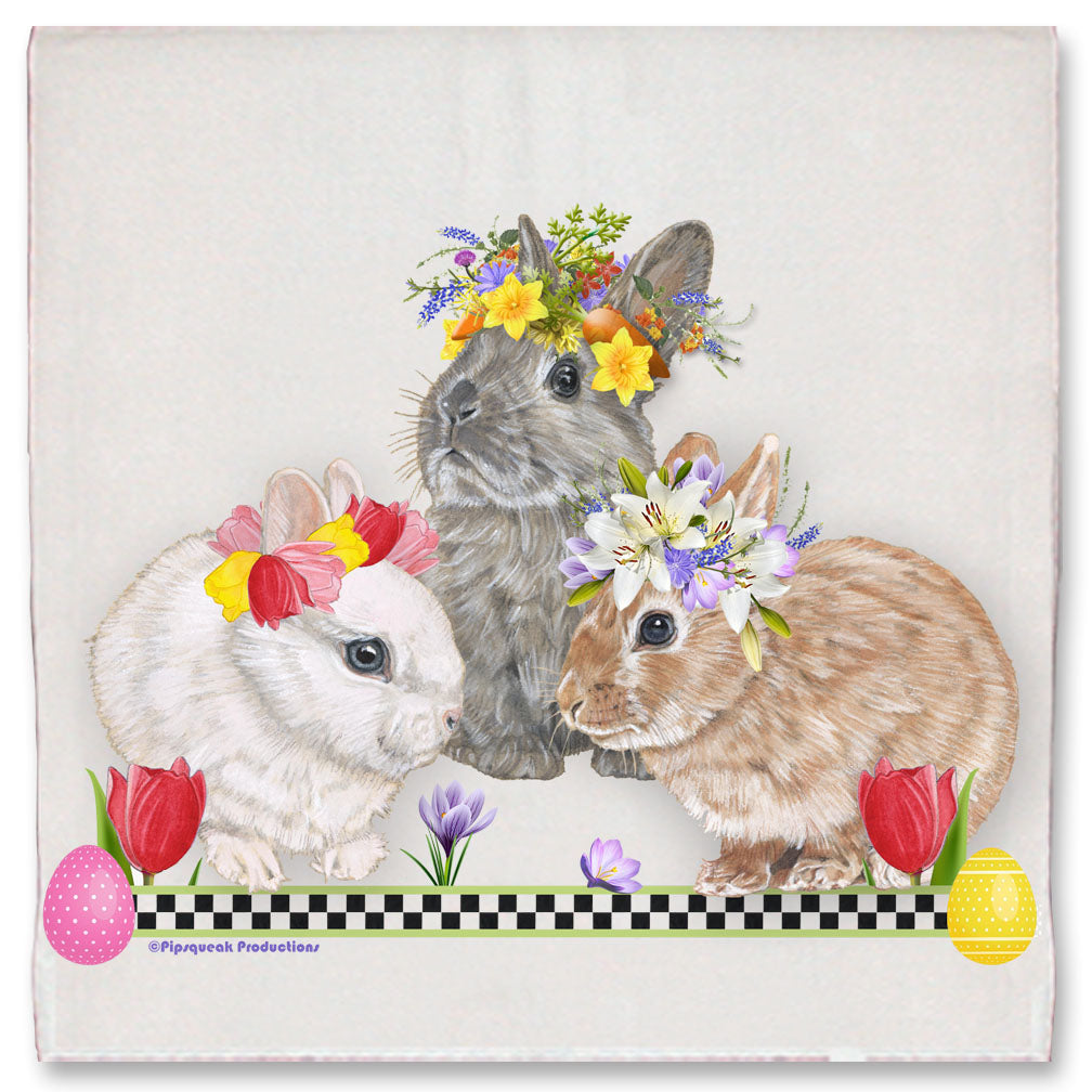 Bunny Dwarf Rabbits Floral Kitchen Dish Towel Pet Gift - Pipsqueakproductions