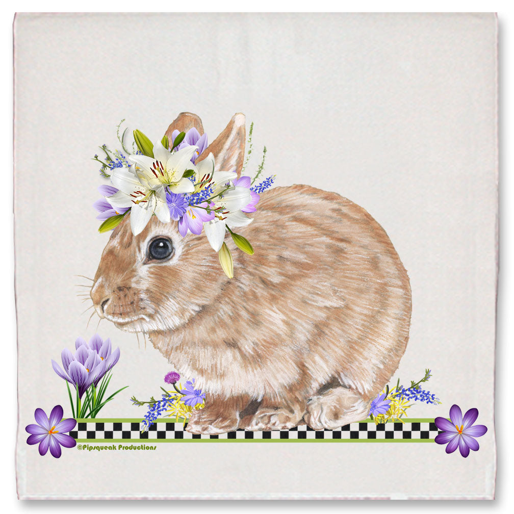 Bunny Dwarf Tan Rabbit Floral Kitchen Dish Towel Pet Gift - Pipsqueakproductions