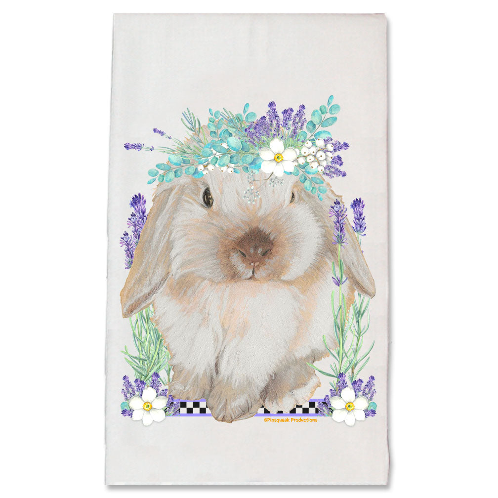 Bunny Floppy Eared Lop Eared Beige Rabbit Floral Kitchen Dish Towel Pet Gift - Pipsqueakproductions
