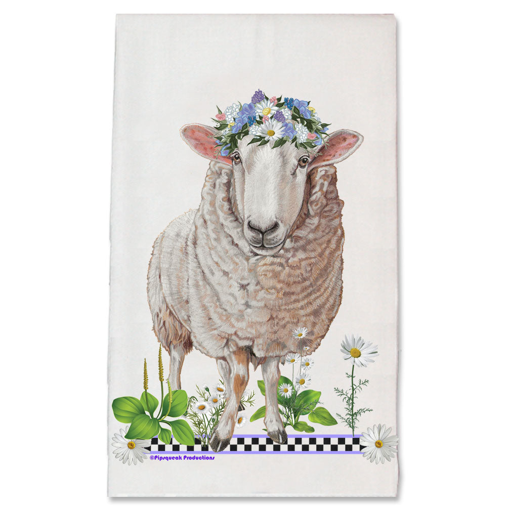 Cheviot Sheep Floral Kitchen Dish Towel Pet Gift - Pipsqueakproductions