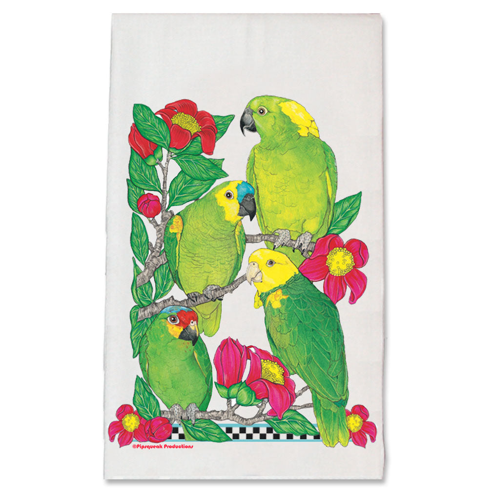 Amazon Parrot Floral Kitchen Dish Towel Pet Gift - Pipsqueakproductions