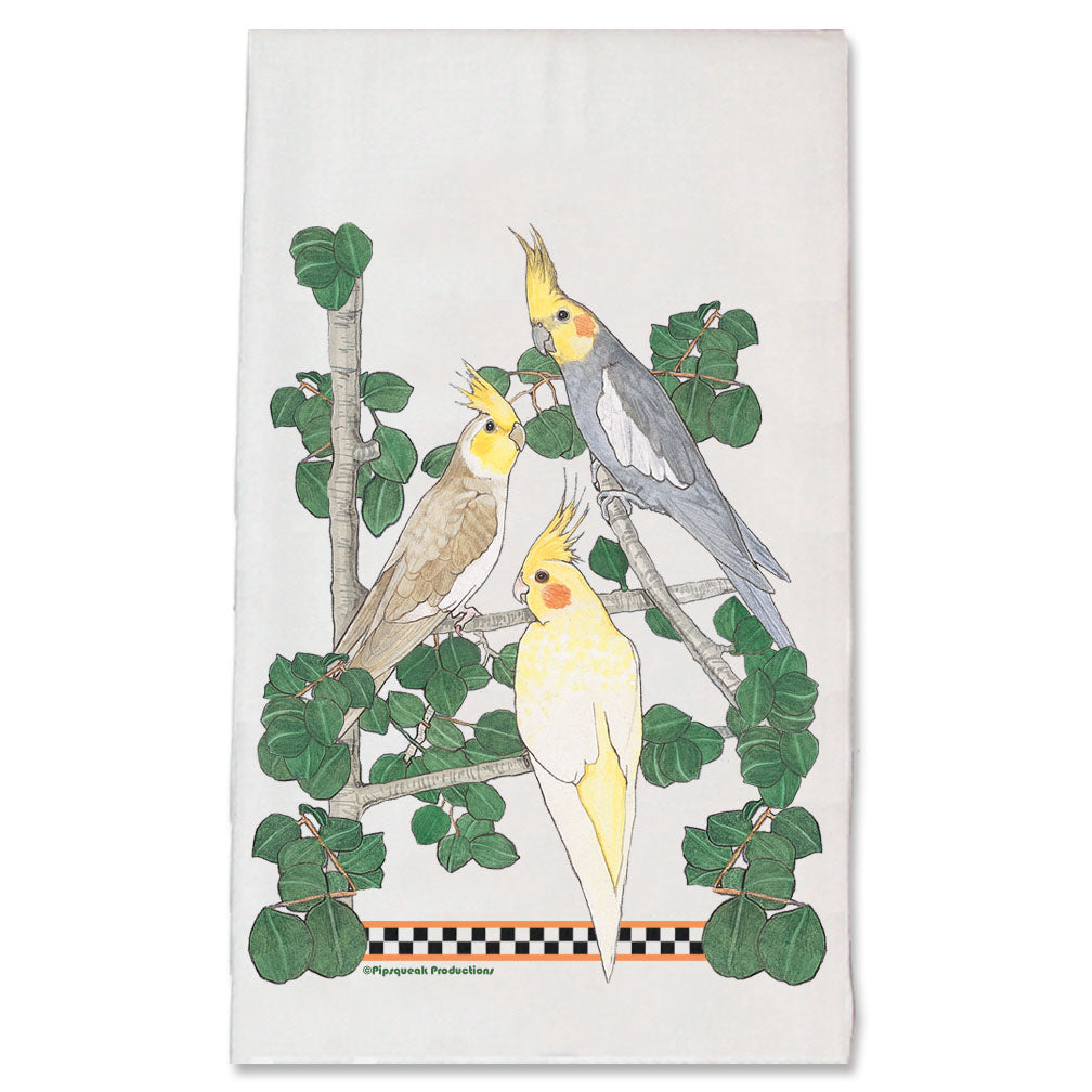 Cockatiel Parrot Floral Kitchen Dish Towel Pet Gift - Pipsqueakproductions