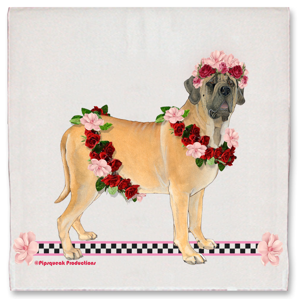 Mastiff Dog Floral Kitchen Dish Towel Pet Gift - Pipsqueakproductions