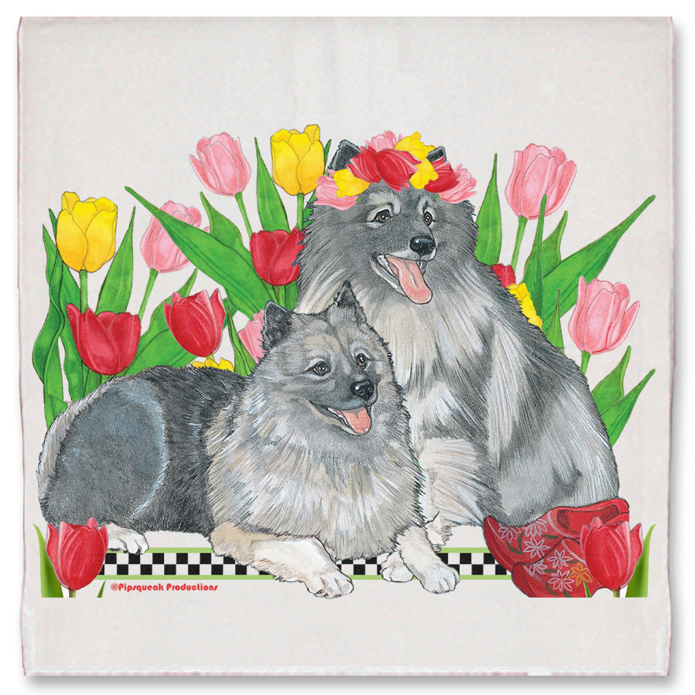 Keeshond Dog Floral Kitchen Dish Towel Pet Gift - Pipsqueakproductions