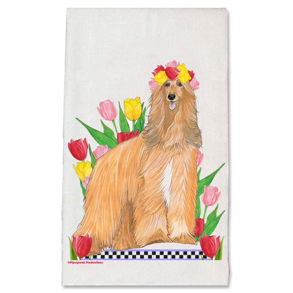Afghan Hound Dog Floral Kitchen Dish Towel Pet Gift - Pipsqueakproductions