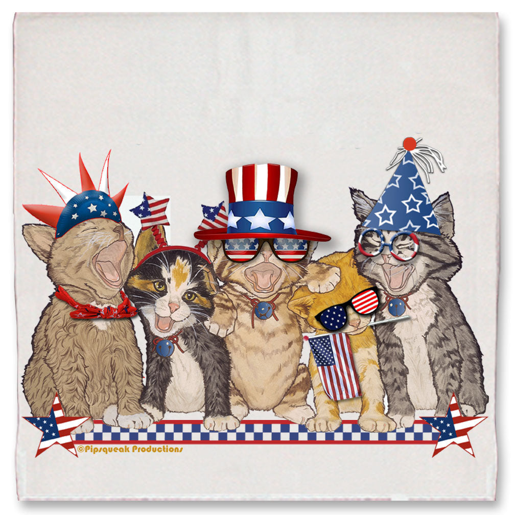 Cat Kitty Quintette Patriotic Kitchen Dish Towel Pet Gift - Pipsqueakproductions