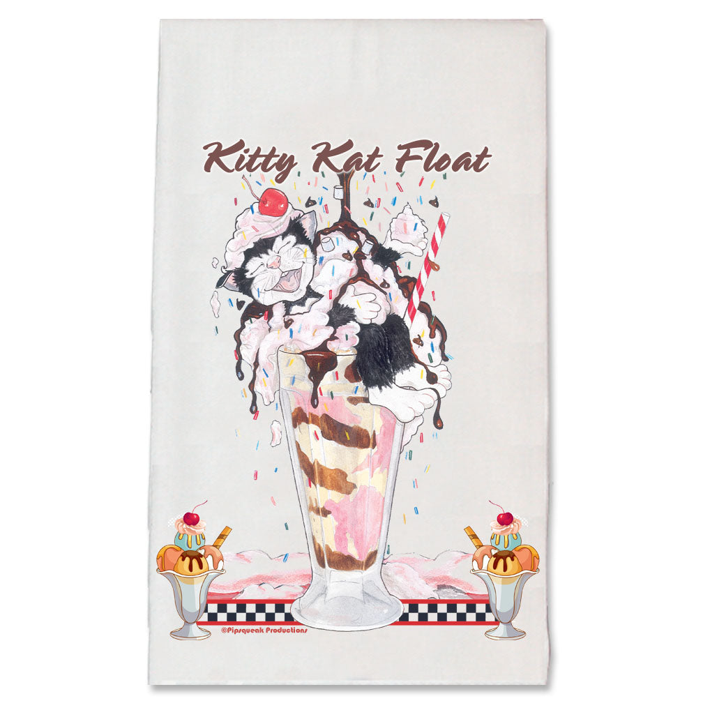 Cat Black and White Cat Kitty Kat Float Kitchen Dish Towel Pet Gift - Pipsqueakproductions
