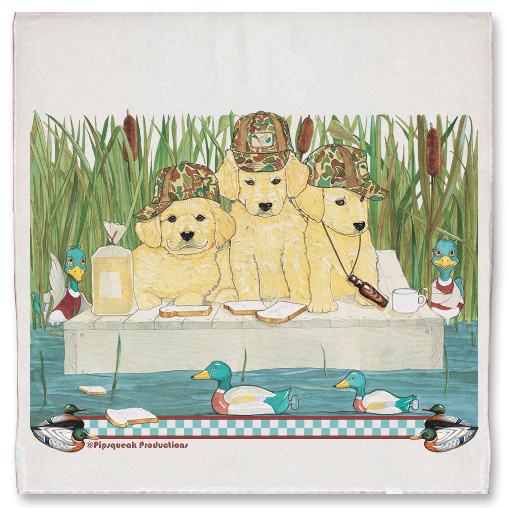 Golden Retriever Sporting Duck Dog Kitchen Dish Towel Pet Gift - Pipsqueakproductions