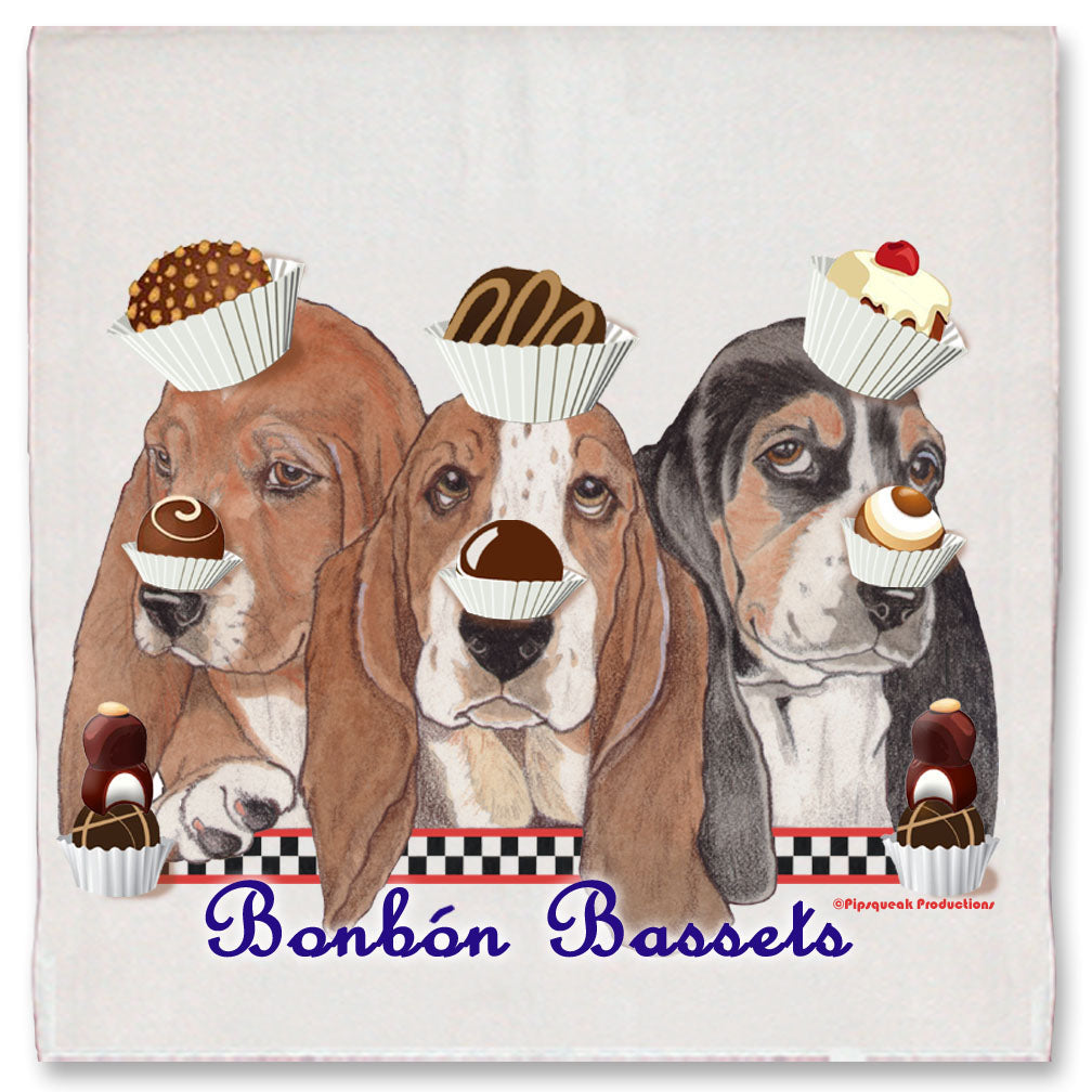 Basset Hound Bonbons Kitchen Dish Towel Pet Gift - Pipsqueakproductions
