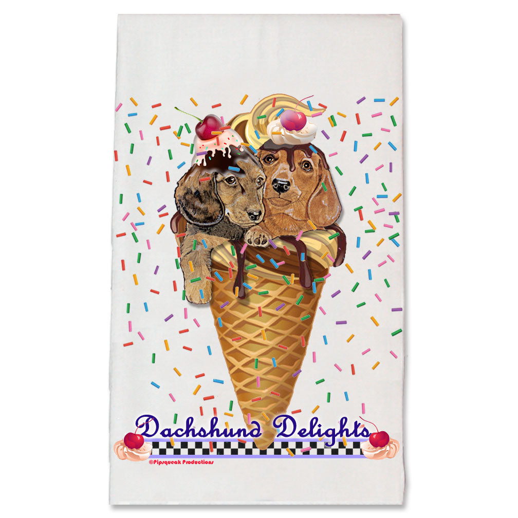 Dachshund Delights Kitchen Dish Towel Pet Gift - Pipsqueakproductions