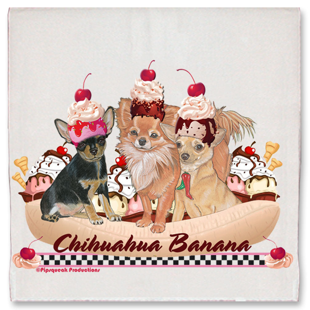 Chihuahua Banana Split Kitchen Dish Towel Pet Gift - Pipsqueakproductions
