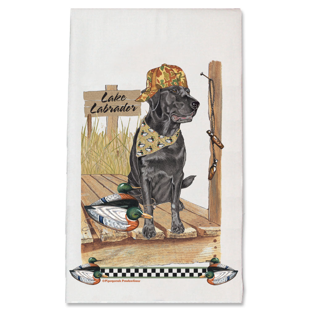 Labrador Retriever Black Lab Sporting Duck Dog Kitchen Dish Towel Pet Gift - Pipsqueakproductions