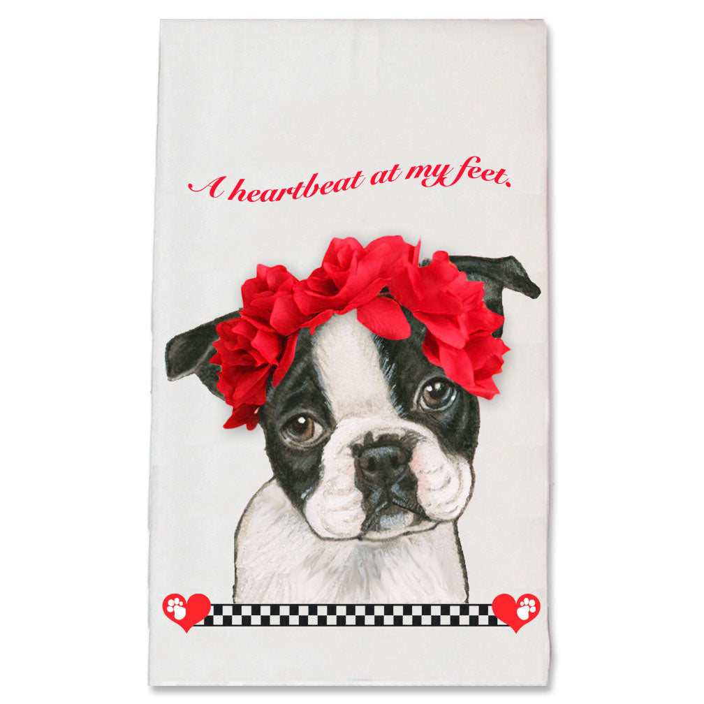 Boston Terrier Valentine’s Day Kitchen Dish Towel Pet Gift - Pipsqueakproductions