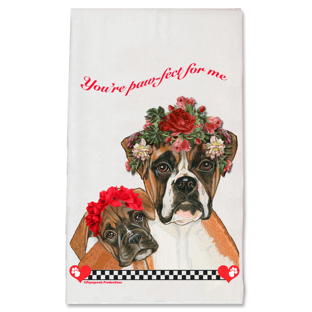 Boxer Valentine’s Day Kitchen Dish Towel Pet Gift - Pipsqueakproductions