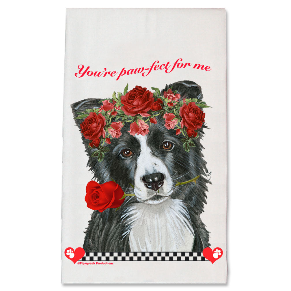 Border Collie Valentine’s Day Kitchen Dish Towel Pet Gift - Pipsqueakproductions