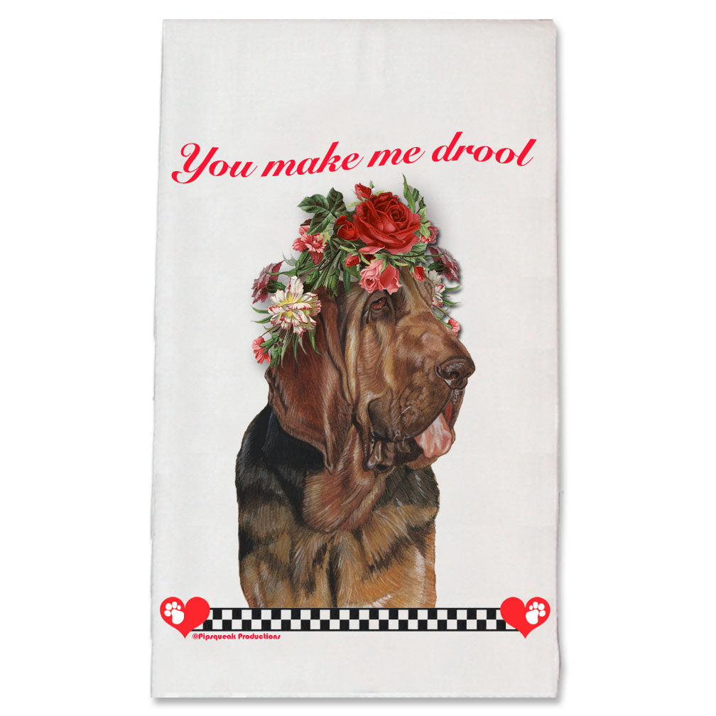 Bloodhound Valentine’s Day Kitchen Dish Towel Pet Gift - Pipsqueakproductions