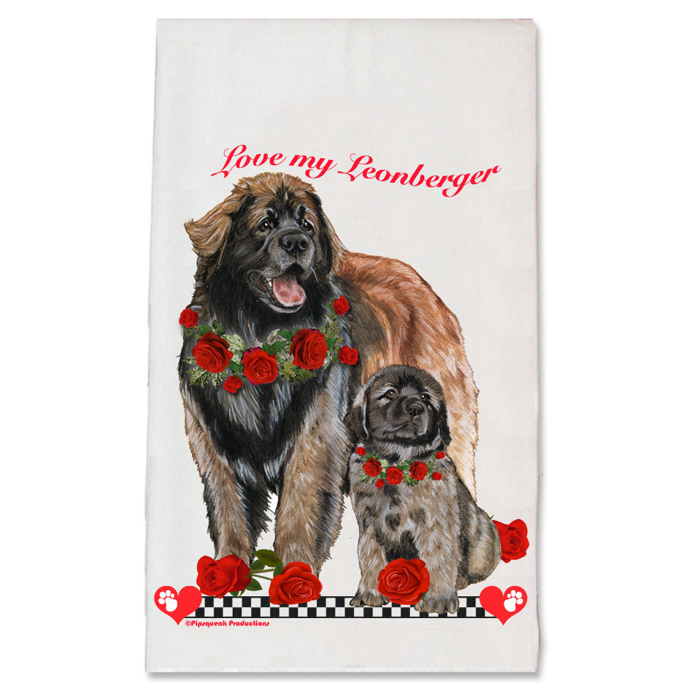 Leonberger Valentine’s Day Kitchen Dish Towel Pet Gift - Pipsqueakproductions