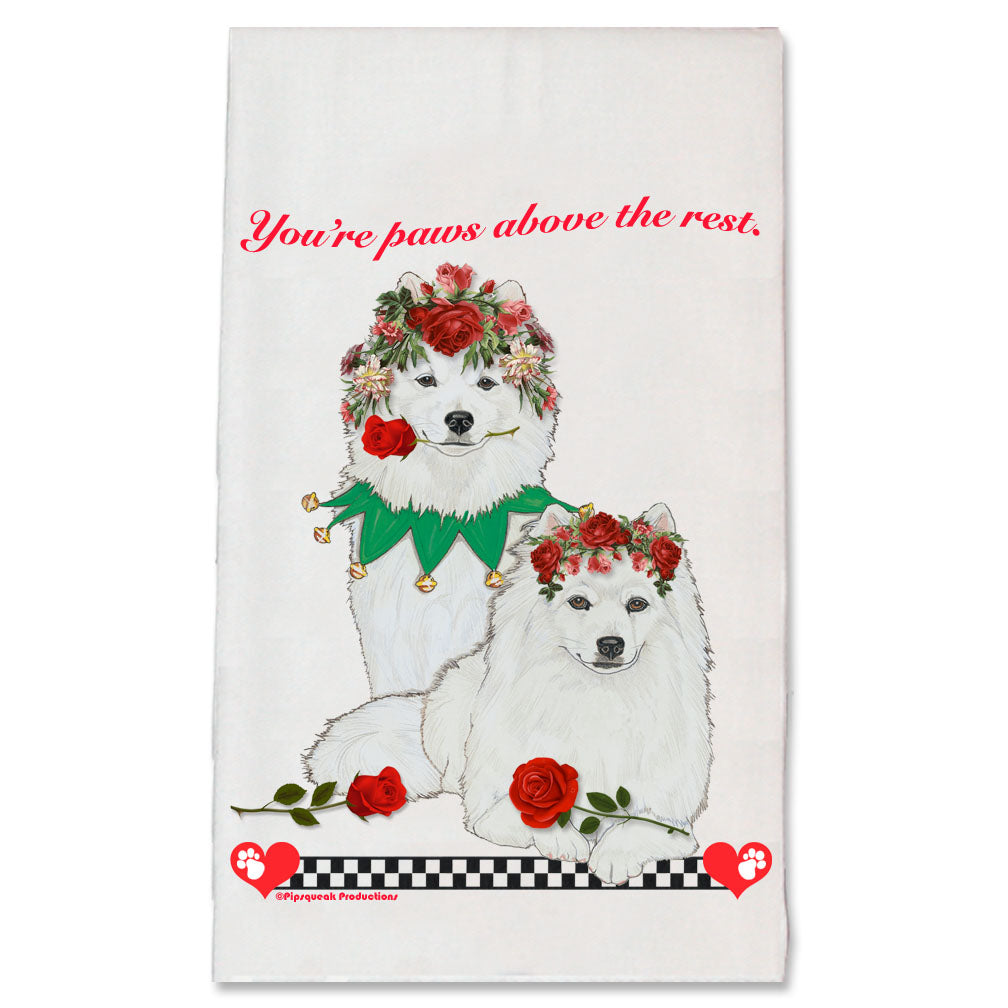 American Eskimo Eskie Dog Valentine’s Day Kitchen Dish Towel Pet Gift - Pipsqueakproductions