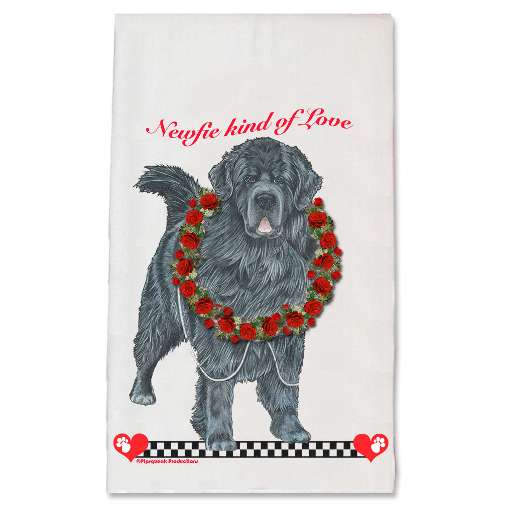 Newfoundland Newfie Valentine’s Day Kitchen Dish Towel Pet Gift - Pipsqueakproductions