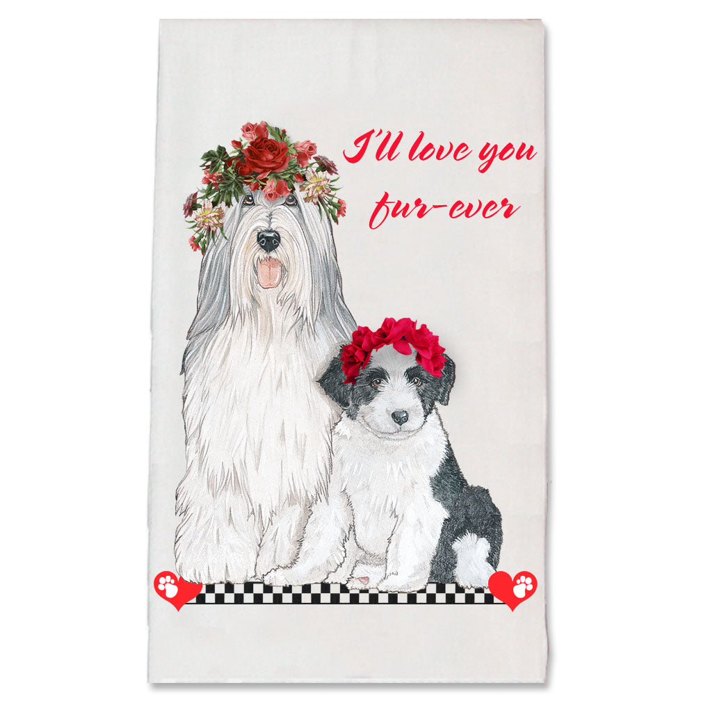 Bearded Collie Valentine’s Day Kitchen Dish Towel Pet Gift - Pipsqueakproductions