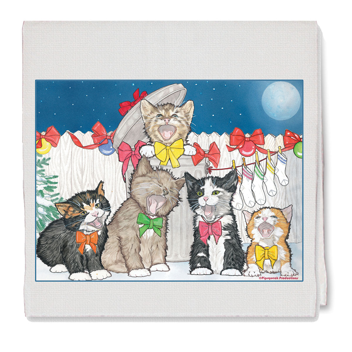 Cat Birthday Decorative Cotton Kitchen Dish Towel, Pet Gift - Pipsqueakproductions