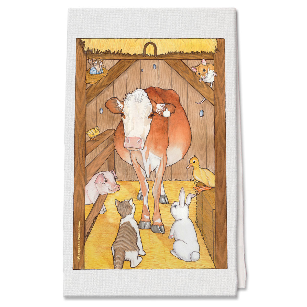 Barnyard Friends Decorative Cotton Kitchen Dish Towel, Pet Gift - Pipsqueakproductions